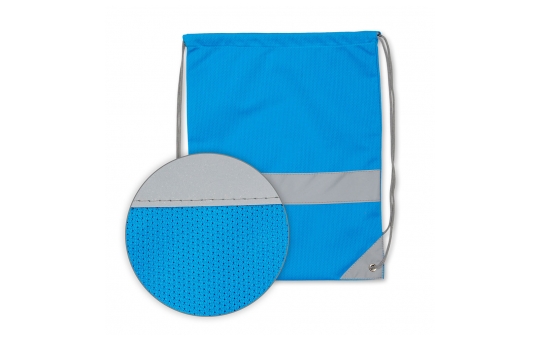 Niebieski worek odblaskowy na plecy - materiał