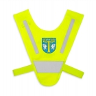 Żółta mini-szelka V-Vest dla dzieci - przykład nadruku