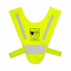 Żółta mini-szelka V-Vest dla dzieci - przykład nadruku